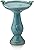 Alpine Corporation 25" Tall Outdoor Ceramic Antique Pedestal Birdbath with 2 Bird Figurines, Turquoise