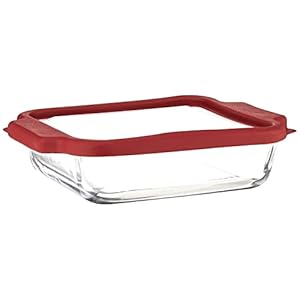 Anchor Hocking 8-InchSquare Glass Baking Dish with TrueFit Cherry Lid –