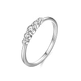 Anello di fidanzamento in oro 375, anello di fidanzamento da donna con diamante rotondo, realizzato in laboratorio, oro bianco 9 carati, argento, 16 (17,8), Oro bianco 14 carati (585), Diamante