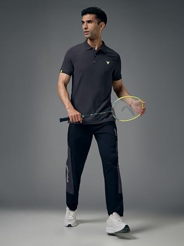 Image of TECHNOSPORT Men's Polyester Slim Fit Self-Design Short Sleeve Polo Matpiq T-Shirt with Anti Microbial, Techno Dry for Regular and Casual Use