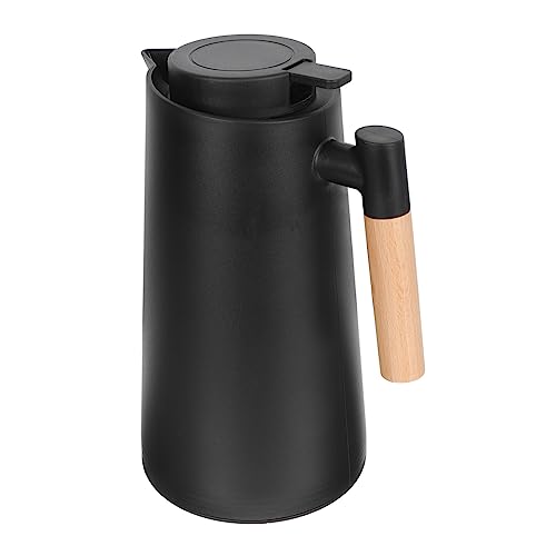 STOBAZA Kettle Insulated Hot Water Bottle Wooden Handle Black Suitable for Hot Tea Coffee Family Gatherings