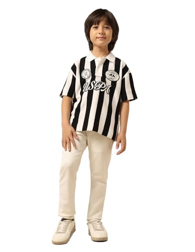 Image of Kids Boxy fit Boys Cotton Striped Short Sleeves Polo T-Shirts