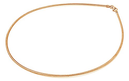 Sterling Silver Gold Plated Round Omega Snake Chain 1.3mm Solid 925 Italy Wire Necklace