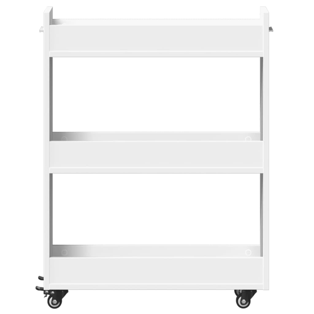 Armario con ruedas, color blanco, 60 x 22 x 79 cm, aparador con dos compartimentos y cuatro ruedas, fácil de mover y con bloqueo para mayor estabilidad, ofrece espacio para bebidas
