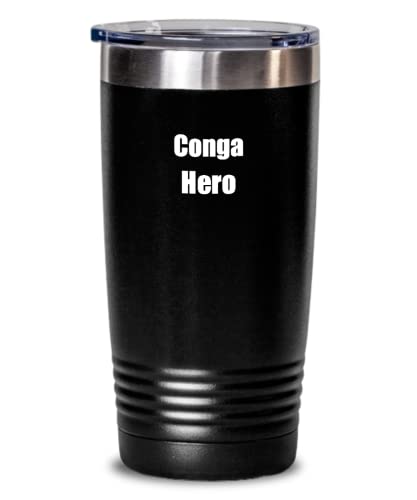 Funny Conga Hero Tumbler Musician Gift Instrument Player Gag Insulated Cup With Lid Black 20 Oz