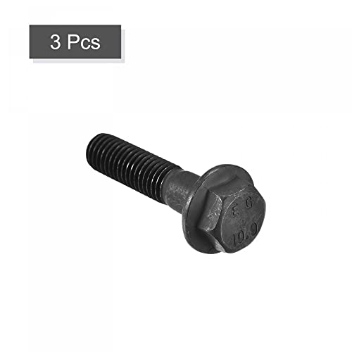 Image of uxcell Metric M10x45mm Hex Flange Bolts, 3pcs 10.9 Grade Carbon Steel Hexagon Head Screws