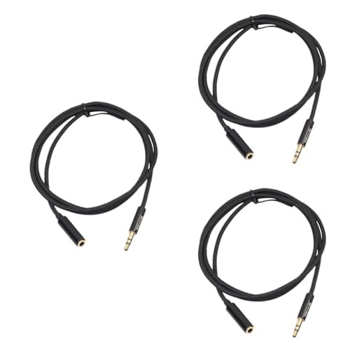 Cable de extensión de auriculares macho hembra de 3 piezas para altavoces móviles y tablets en color negro