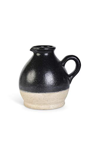 K&K Interiors 16081A-4 7.75 Inch Ceramic Pitcher/Jug Base, Black and Tan