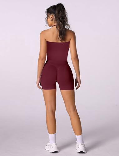 2 Piece Workout Sets for Women Seamless Halter Sports Bra Scrunch Butt High Waist Impact Shorts Gym Yoga Outfits2