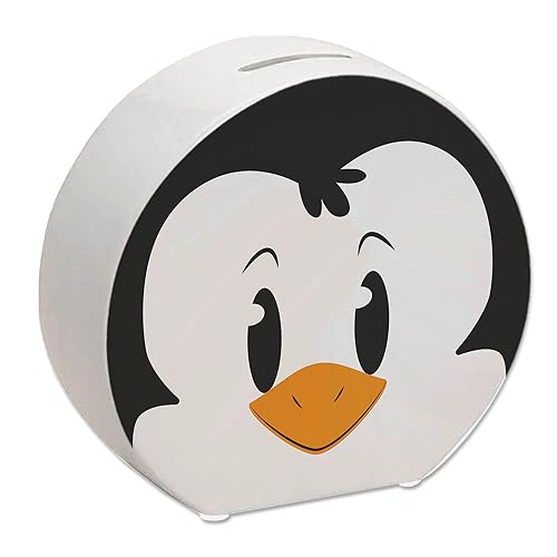 Spardose aus Keramik mit niedlichem Pinguin-Gesicht - für kleine Kinder eine lustige Geschenkidee für Deine Kinder um Ihr Taschengeld in einem besonderen Sparschwein mit