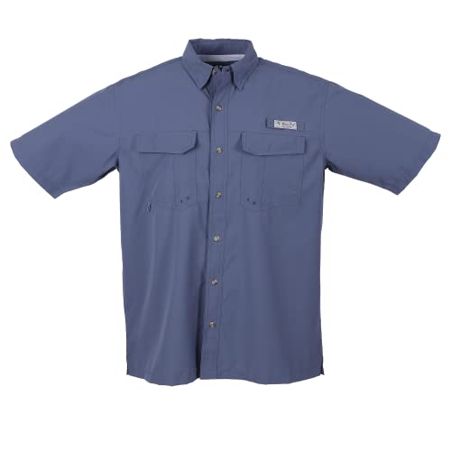 Bimini Bay Outfitters LTD Bimini Flats V Mens Short Sleeve Fishing Shirt Featuring BloodGuard Plus (XL Grisaille)