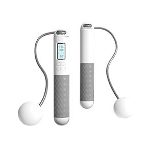 Flintronic Cuerda para Saltar Inalámbrica, Smart Cuerda para Saltar con Contador, Cuerda de Saltar de Doble Propósito, Longitud Ajustable de Entrenamiento Fitness en Casa, Oficina o Gimnasio(Gris)