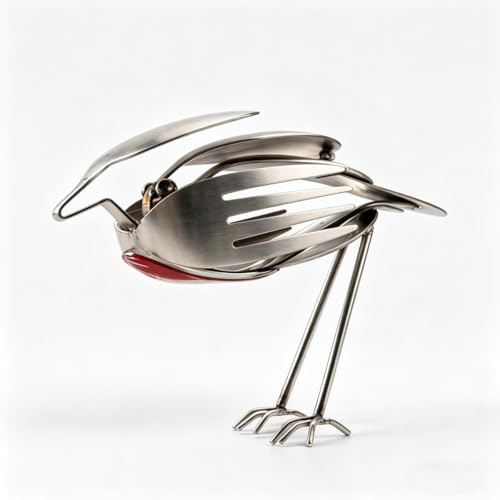 Escultura de Metal de Pájaro Petirrojo Artesanal