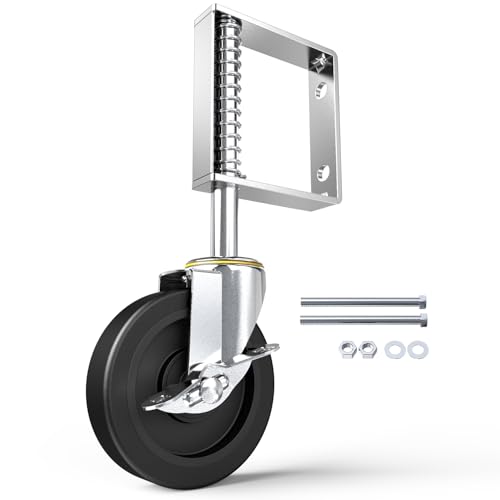 HOLKIE Roulettes de portail de 100 mm, charge maximale de 100 kg, avec ressort et suspension robuste à 360 ° pour clôtures et portails.