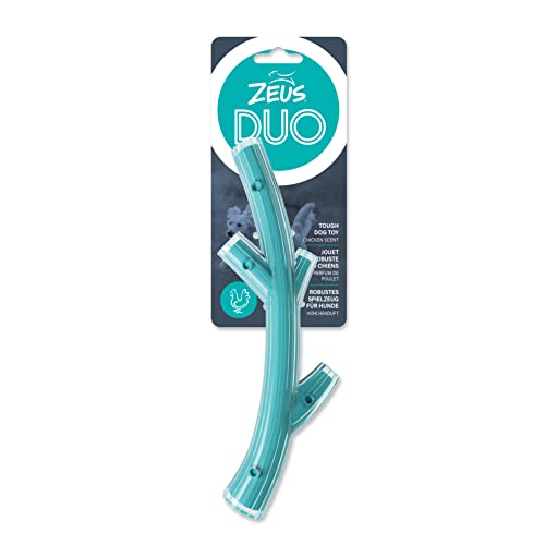 ZEUS Duo Stick Strong Dog Chew Toy for Active Chewers, Long Lasting Chicken Scent, Turquoise (96271)