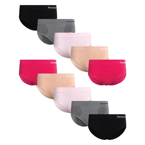 Image of Reebok Womens Hipster Panties Underwear, Stretch Tag-Free Waistband 10 Pack