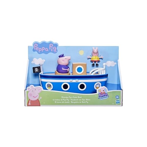 Peppa Pig Grandpa Pig’s Cabin Boat Preschool Toy: 1 Figure, Removable Deck, Rolling Wheels, for Ages 3 and Up