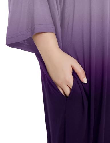 Image of KFUBUO Plus Size Nightgowns for Women Oversized Sleep Tshirts Dress Short Sleeves Sleepwear With Pocket Fit S-5XL