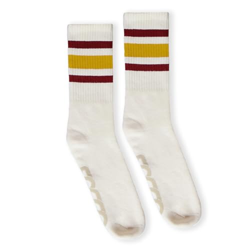 Naturals | Super Comfy and Cushy Unbleached Striped Crew Socks | Made in USA