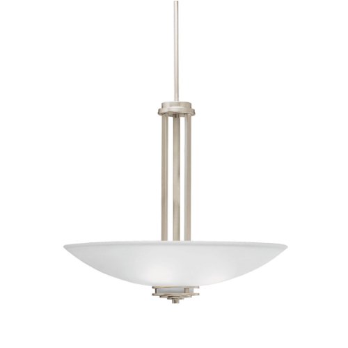 Free Shipping Offer Kichler Hendrik 22" 3 Light Inverted Pendant with Satin Etched Cased Opal Glass Brushed Nickel