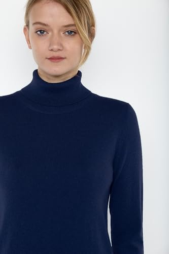 Image of JENNIE LIU Women's 100% Pure Cashmere Long Sleeve Pullover Turtleneck Sweater