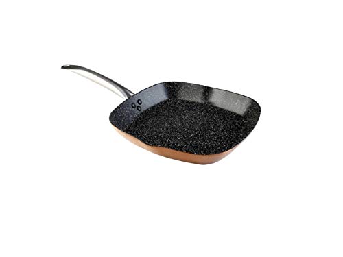 Wecook! Professional Grill Asador Inducción Liso 28 X 28Cm, Antiadherente Quantanium Ecológico Sin Pfoa, Aluminio Forjado, Mango Acero, Color Cobre, Apta Todas Las Cocinas Vitrocerámica, Gas