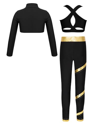 Kids Girls Dance Outfit Sport Tracksuit Gymnastics Crop Tops Shirts and Yoga Leggings Pants Set Gym Activewear2