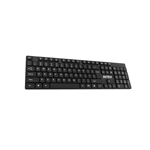 Image of Intex Rise Wired Keyboard (Corona S IT-KB333) | USB Plug & Play | 104 Premium Keys | 5 Million Keystroke Lifespan | Anti-Splash Design | Adjustable Height | 1.2 Meter Cable Length | Black