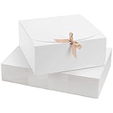 NINGWAAN 30 Pack White Gift Boxes with Lids and Ribbon, 12 x 12 x 5 Inches, Large Gift Boxes for Wedding and Presents Packaging