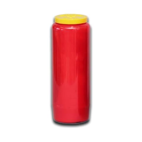 Single Red 9 Days Long Burning Candle, Fire-Resistant Plastic Casing, Continuous Burn Candles for Church, Altar & Religious Ceremonies Cover