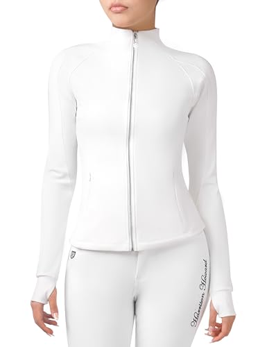 Harrison Howard Long Sleeve Equestrian Shirt Thermal Zip Jacket White