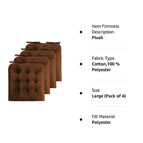Elfjoy 4 Pack Chair Cushions For Dining Chairs Chair Pads Cushion For Kitchen Office Tufted Square Seat Cushion With Ties (U Shape Coffee) #TOP6