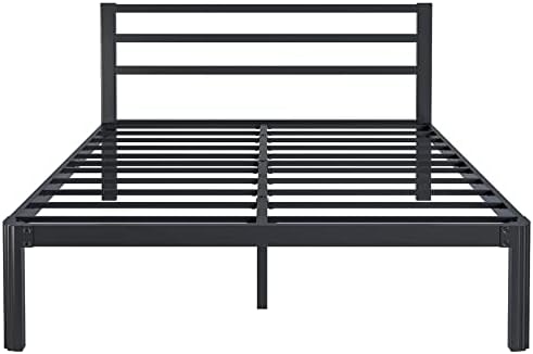 Woozuro King-Size Bed-Frame and Headboard, 14 Inch Heavy Duty Metal-Platform Bed Frames No Box Spring Needed, Round-Corner Leg Design Mattress Foundation, Easy Assembly Noise Free, Black