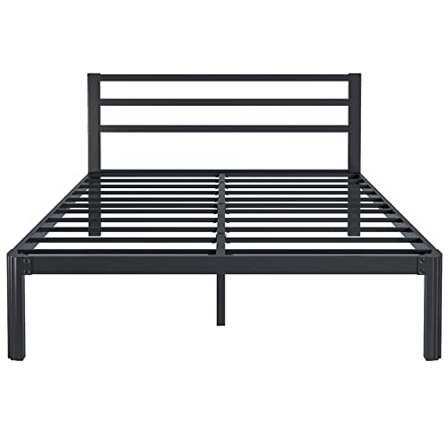 Woozuro King-Size Bed-Frame And Headboard, 14 Inch Heavy Duty Metal-Platform Bed Frames No Box Spring Needed, Round-Corner Leg Design Mattress Foundation, Easy Assembly Noise Free, Black #TOP3