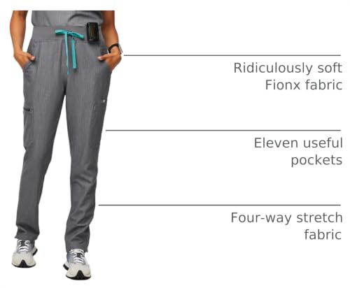 Image of FIGS YOLA High Waisted Skinny Scrub Pants for Women - 11 Pockets, 4-Way Stretch, Yoga Waistband
