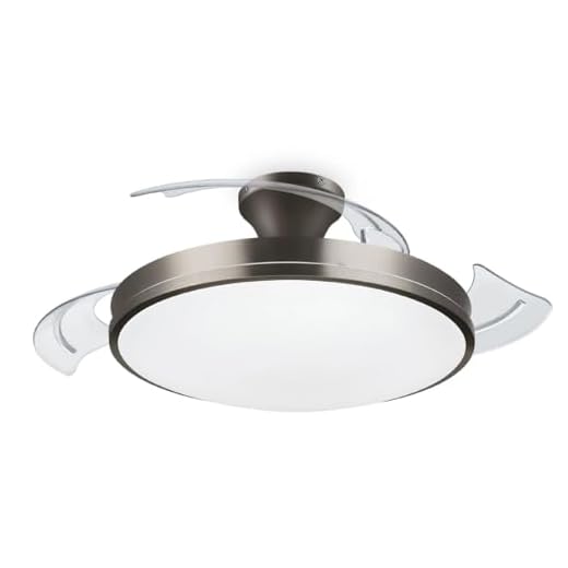 Philips Plafón LED y Ventilador de Techo Retráctil Níquel con Mando a Distancia