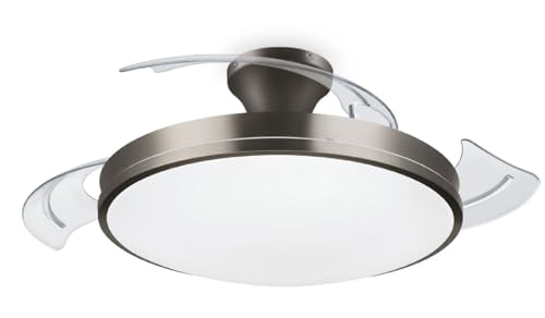 Philips Atlas LED Ventilatore da soffitto con luce, 2700-5500K, nichel, incluso telecomando