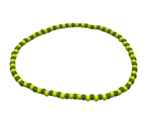 3mm Sunny Glossy Citrus Yellow and Green Seed Bead Stretch Cord Bracelet (8" Inches - Large)