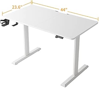 FEZIBO 44 x 24 Inches Standing Desk, Height Adjustable Electric Standing Desk, Stand up Table, Sit Stand Home Office Desk with Splice Board, White