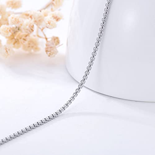 Cekama Genuine Sterling Silver Round Box Chain Necklace Sturdy Heavy-Duty Solid Rolo Link Chains 1.5Mm, 18 Inches For Men #TOP3