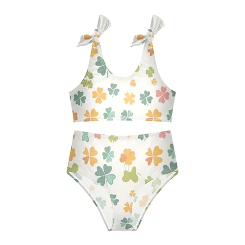 Colorful Shamrock Girls Two Piece Kids Bikini Set Beach Swimsuits Swimming Suits Adjustable Shoulder Strap3