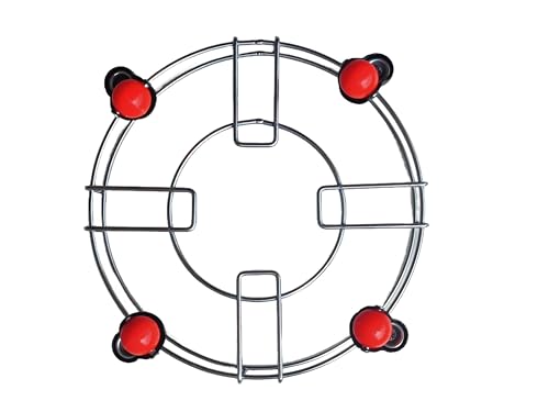 Image of BIRDWING Red Heavy Stainless Steel Gas Cylinder Trolley with Wheels | LPG Cylinder Stand |LPG Gas Cylinder Trolley with 4 White Prime Wheels, 2 Piece
