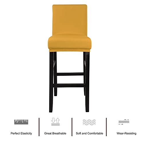 Piccocasa Stretch Bar Stool Covers, Pub Counter Height Side Chair Covers With Elastic Band Gold 4Pcs #TOP6
