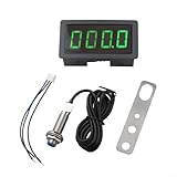 Digitaler LED-Tachometer AC110–230 V, hohe Genauigkeit, Drehzahlmesser mit Hall-Sensor und Magnet, Anti-Interferenz für Motordrehzahlmessung, 4-stellige Anzeige (grün)