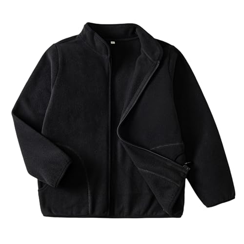 Image of Toddler Boys Girls Fleece Jacket Lightweight Fall Spring 2-12 Years | Soft Anti-Pilling Fleece, Easy Zip-Up, Hand-Warm Pockets, Windproof Stand Collar, Wear Alone or as Layer, Ideal for School