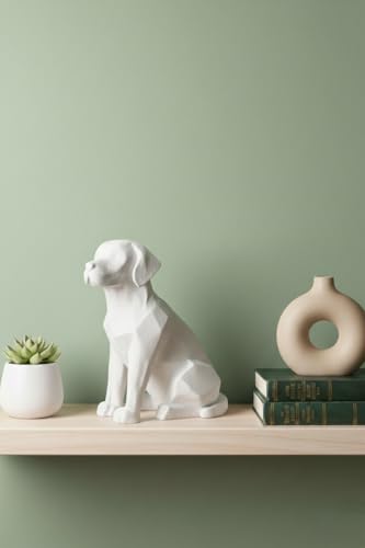 Image of Eco-Friendly Dog Statue - Modern Home Decor Accent | Minimalist Pet-Inspired Sculpture for Living Room, Office & Gifts (White)