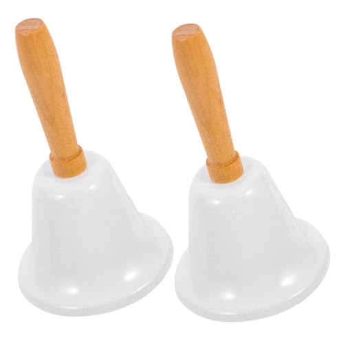 FIXOSHEE 2 Piezas Campana de Mano Metálica para Servicio y Restaurante Campanilla Ergonómica con Sonido para Bar Escuela Navideños