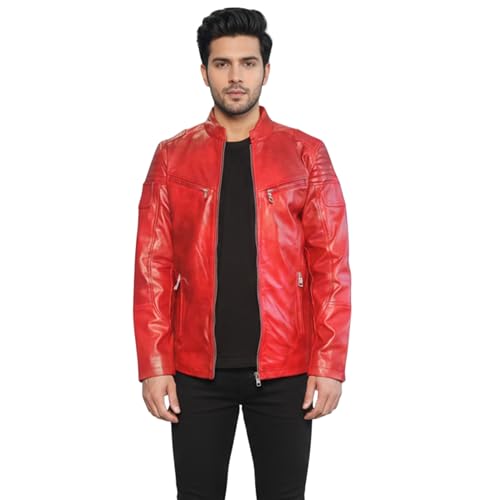 Image of Genuine Leather Jacket for Men | Pure Sheep Leather Jacket for Men | Original Leather Jacket for Mens | Biker & Casual and Winter Jacket No Fur