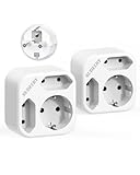 SUDEERY 3 Fach Mehrfachstecker, Steckdosenleiste 2 Euro und 1 Schuko, Wand EU Stecker Adapter, Weiß (2 Stück)