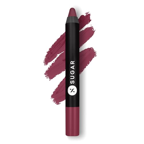 SUGAR Cosmetics Matte as Hell Crayon Lipsticks for Women | Lasts Up To 8+ Hours | Lip Crayon with Sharpener | 2.8gm - 15 Stephanie Plum